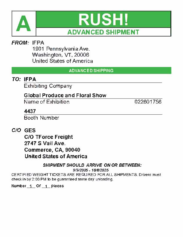 Green RUSH Floral label GES for GPFS