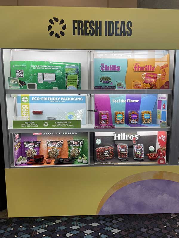 Display of various food and packaging products with the header "Fresh Ideas."
