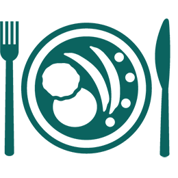 Icon of plate with food and fork and knife