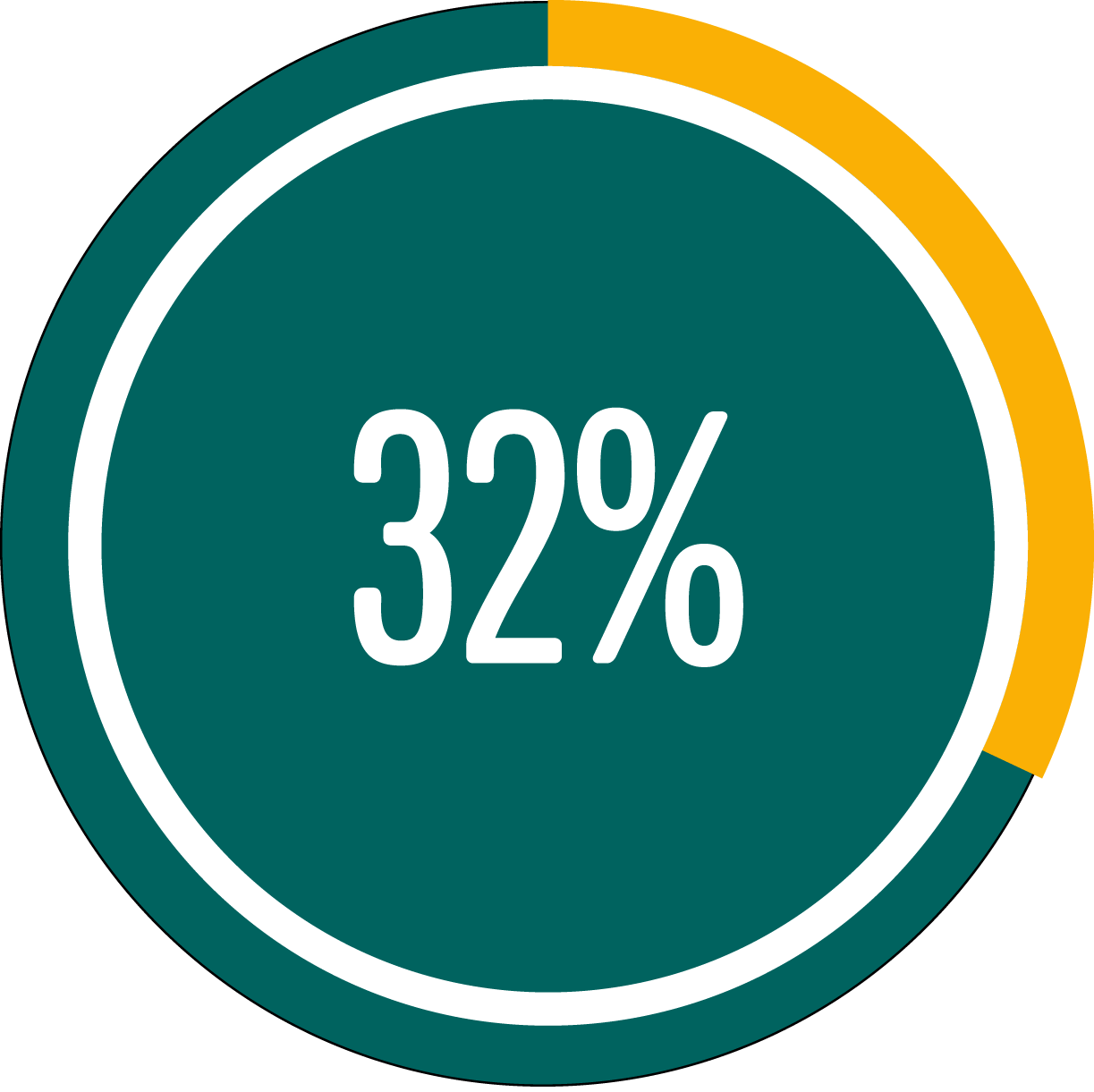 Circle graph showing 32 percent full