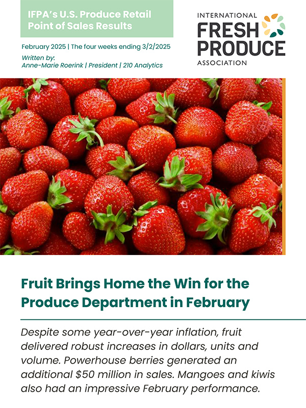Strawberries with report details about U.S. produce retail sales.